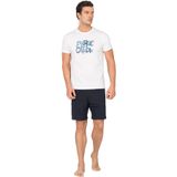 Pierre Cardin Erkek Pijama Takımı, Baskılı Tişört ve Şort,%100 Pamuk, Beyaz, S