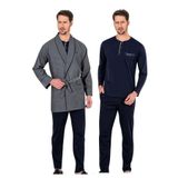 Pierre Cardin Erkek Pijama Takımı, Lacivert, 3'lü Rob Takımı, S Beden
