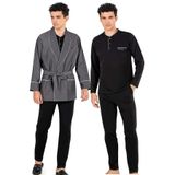 Pierre Cardin Erkek Pijama Takımı, Röpteşambır Set, Lacivert, M Beden