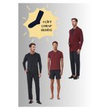 Pierre Cardin Erkek Pijama Takımı, Triko Robdöşambır, 1 Çift Çorap Hediyeli, Bordo, XL