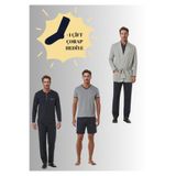 Pierre Cardin Erkek Pijama Takımı, Triko Robdöşambır, 1 Çift Çorap Hediyeli, Gri, L Beden