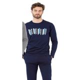 Pierre Cardin Erkek Pijama Takımı, Uzun Kol, Lacivert, M Beden