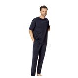 Pierre Cardin Erkek Pijama Takımı,%100 Pamuk, Kısa Kollu Üst, Düz Paça Alt, Lacivert, 2XL