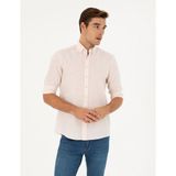 Pierre Cardin Erkek Pudra Keten Karışımlı Regular Fit Uzun Kollu Gömlek 50284168-VR042