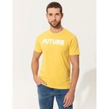 Pierre Cardin Erkek Sarı Slim Fit Baskılı Bisiklet Yaka Tişört 50249708-VR044 - XXL