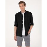 Pierre Cardin Erkek Siyah %100 Keten Regular Fit Uzunkollu Gömlek 50303293-VR046