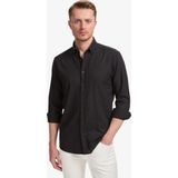 Pierre Cardin Erkek Siyah %100 Pamuk Keten Görünümlü Slim Fit Uzun Kollu Gömlek 50325355-VR046 - XL