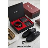 Pierre Cardin Erkek Siyah 4'lü Hediye & Damat Çeyiz Seti - %100 Hakiki Deri Kemer, Cüzdan, Kartlık Ve Logo Detaylı Deri Terlik