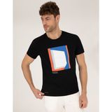 Pierre Cardin Erkek Siyah Baskılı Bisiklet Yaka Tişört 50263922-VR046 - M