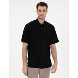 Pierre Cardin Erkek Siyah Comfort Fit Rahat Giyilebilir Kısa Kollu Gömlek 50307091-VR046
