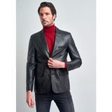 Pierre Cardin Erkek Siyah Düğmeli Deri Ceket - 60