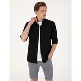 Pierre Cardin Erkek Siyah Esnek Slim Fit Çizgili Uzun Kollu Gömlek 50307162-VR046