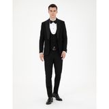 Pierre Cardin Erkek Siyah Ex. Slim Fit Yelekli Smokin 50285477-VR046 - 48 - 6 Drop