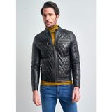 Pierre Cardin Erkek Siyah Hakim Yaka Motorcu Deri Ceket - 58