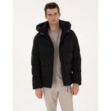 Pierre Cardin Erkek Siyah Kapüşonlu Şişme Mont 50310161-VR046 - 48