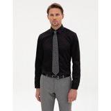 Pierre Cardin Erkek Siyah Non Iron Kolay Ütülenebilir Slim Fit Gömlek 50315254-VR046 - XL