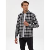 Pierre Cardin Erkek Siyah Oduncu Ekose Regular Fit Uzun Kollu Gömlek 50312356-VR046 - XL