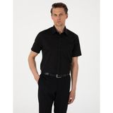 Pierre Cardin Erkek Siyah Parlak Saten Regular Fit Kısa Kollu Basic Gömlek 50302763-VR046
