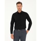 Pierre Cardin Erkek Siyah Slim Fit Armürlü Uzun Kollu Gömlek 50298071-VR046