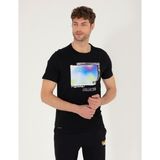 Pierre Cardin Erkek Siyah Slim Fit Baskılı Bisiklet Yaka Tişört 50262654-VR046