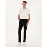 Pierre Cardin Erkek Siyah Slim Fit Beli Lastikli Kordonlu Jogger Kanvas Pantolon 50317281-VR046 - 30 - 32