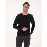 Pierre Cardin Erkek Siyah Slim Fit Bisiklet Yaka Triko Kazak 50315584-VR046 - 2XL
