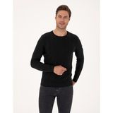 Pierre Cardin Erkek Siyah Slim Fit Bisiklet Yaka Triko Kazak 50315584-VR046