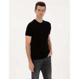 Pierre Cardin Erkek Siyah Slim Fit Bisiklet Yaka Triko Kazak 50315689-VR046