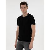 Pierre Cardin Erkek Siyah Slim Fit Bisiklet Yaka Triko Tişört 50306045-VR046 - XL