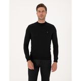 Pierre Cardin Erkek Siyah Slim Fit Çeyrek Yaka Basic Triko Kazak 50314188-VR046 - 2XL
