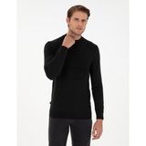 Pierre Cardin Erkek Siyah Slim Fit Çeyrek Yaka Yün Karışımlı Triko Kazak 50296438-VR046 - 3XL