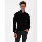 Pierre Cardin Erkek Siyah Slim Fit Dik Yaka Fermuarlı Triko Kazak 50315732-VR046 - 3XL