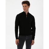 Pierre Cardin Erkek Siyah Slim Fit Dik Yaka Fermuarlı Triko Kazak 50315752-VR046 - 2XL