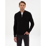 Pierre Cardin Erkek Siyah Slim Fit Dik Yaka Fermuarlı Triko Kazak 50317363-VR046 - 3XL