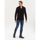 Pierre Cardin Erkek Siyah Slim Fit Dik Yaka Fermuarlı Triko Kazak 50317397-VR046 - 2XL