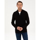 Pierre Cardin Erkek Siyah Slim Fit Dik Yaka Fermuarlı Triko Kazak 50317397-VR046