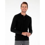 Pierre Cardin Erkek Siyah Slim Fit Düğmeli Polo Yaka Triko Kazak 50300521-VR046 - XL