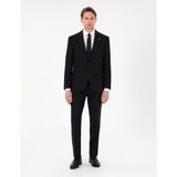 Pierre Cardin Erkek Siyah Slim Fit Ekose Yünlü Takım Elbise 50291964-VR046 - 6 Drop - 48
