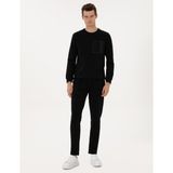 Pierre Cardin Erkek Siyah Slim Fit Nervürlü Düz Paça Eşofman Altı 50317659-VR046