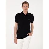 Pierre Cardin Erkek Siyah Slim Fit Örme Dokulu Polo Yaka Tişört 50309959-VR046