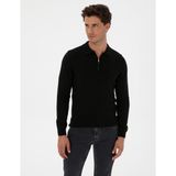 Pierre Cardin Erkek Siyah Slim Fit Polo Yaka Basic Triko Kazak Günlük Stil 50315406-VR046
