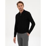 Pierre Cardin Erkek Siyah Slim Fit Polo Yaka Fermuarlı Triko Kazak 50315688-VR046 - 2XL