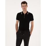 Pierre Cardin Erkek Siyah Slim Fit Polo Yaka Fermuarlı Triko Kazak 50315745-VR046 - XL