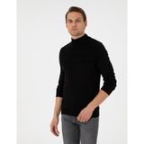 Pierre Cardin Erkek Siyah Slim Fit Yarım Balıkçı Yaka Triko Kazak 50300625-VR046 - 2XL