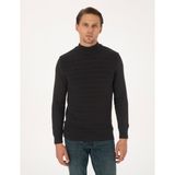 Pierre Cardin Erkek Siyah Slim Fit Yarım Balıkçı Yaka Triko Kazak 50315912-VR046 - XL