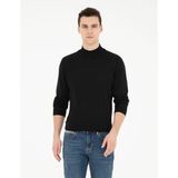 Pierre Cardin Erkek Siyah Slim Fit Yarım Balıkçı Yaka Yün Karışımlı Basic Triko Kazak 50270055-VR046