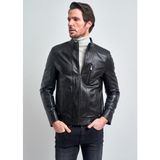 Pierre Cardin Erkek Siyah Yaka Kemerli Hakiki Deri Ceket - 48