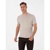 Pierre Cardin Erkek Taş Regular Fit Kalın Dokulu Bisiklet Yaka Basic Tişört 50318130-VR049 - XL