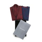 Pierre Cardin Erkek Triko Sabahlıklılı Uzun Kollu Pijama Takımı, Bordo, XL
