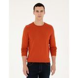 Pierre Cardin Erkek Turuncu Slim Fit Bisiklet Yaka Basic Triko Kazak 50296575-VR051